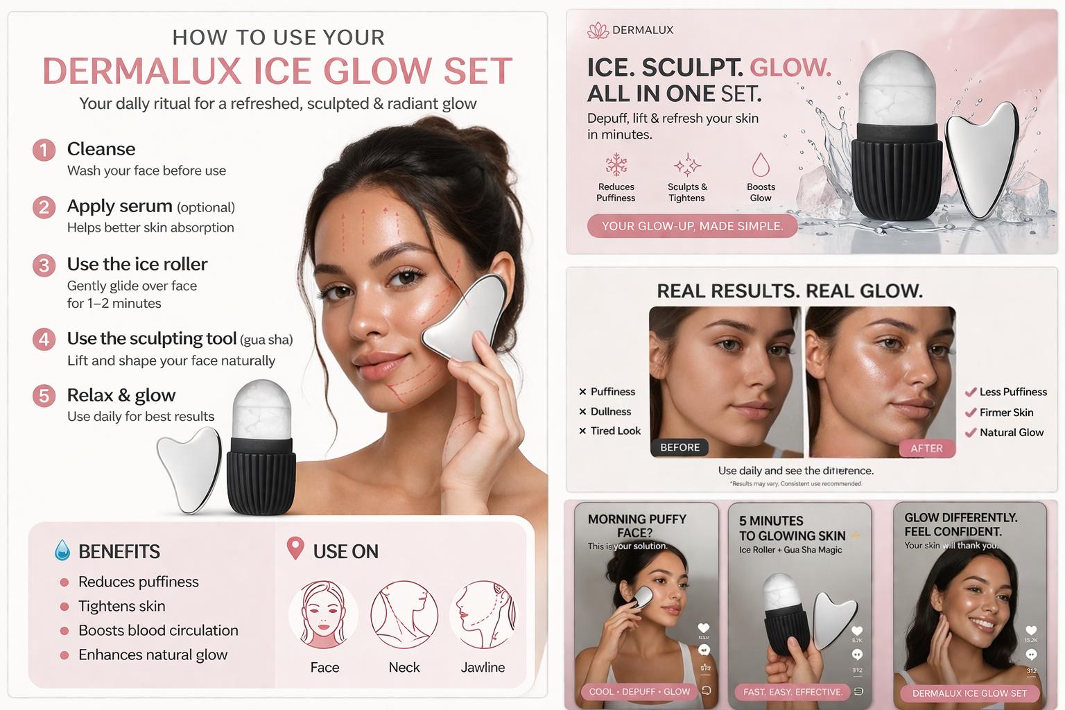 Dermalux Ice Glow Set -De-Puff, Sculpt & Glow Skin