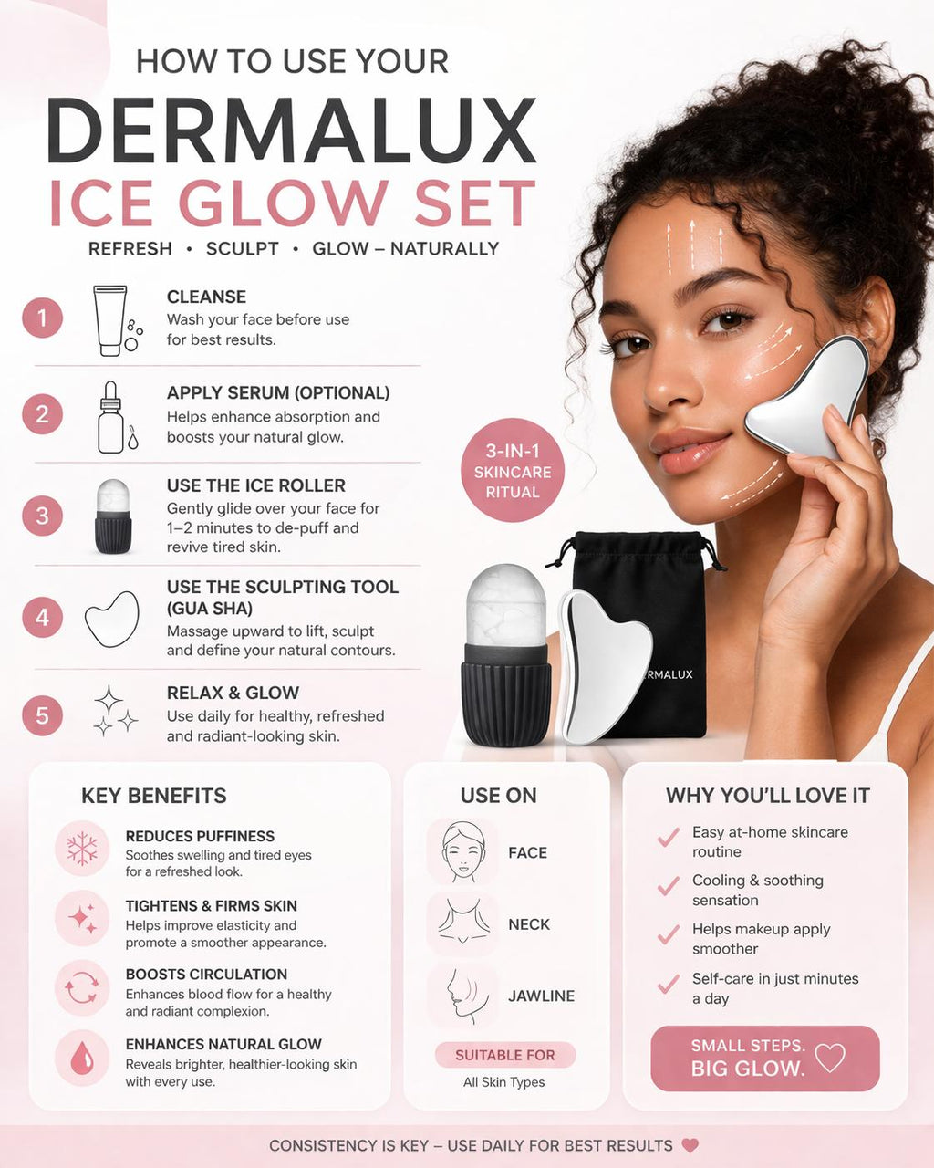 Dermalux Ice Glow Set -De-Puff, Sculpt & Glow Skin